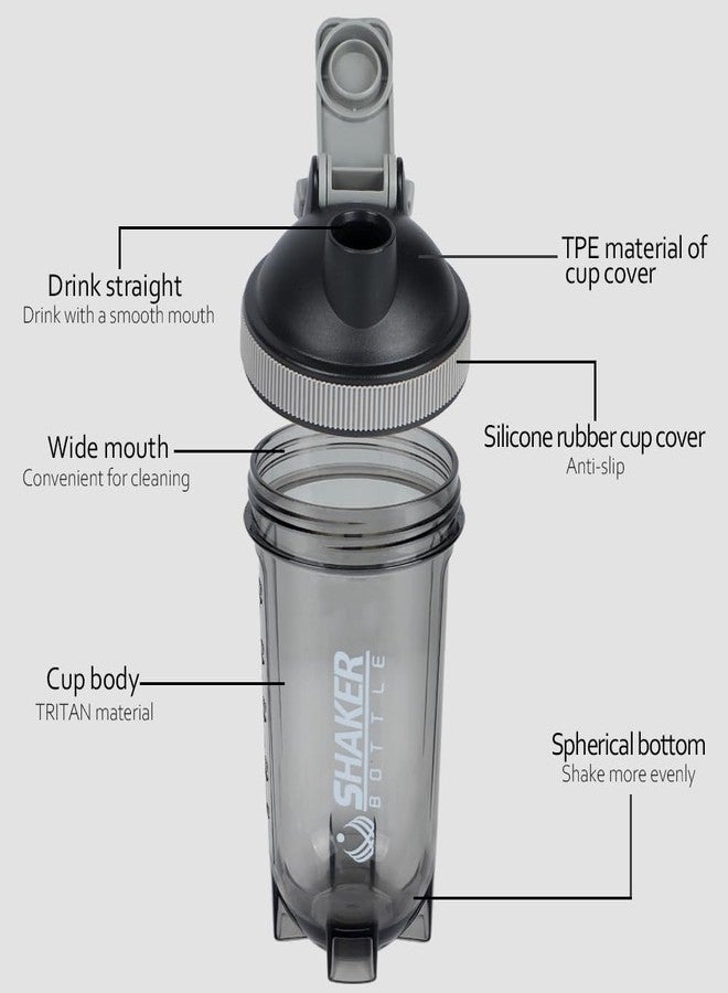 XTK Shaker Bottle Clear Protein Shaker Cup with Mixing Ball 16OZ Leak-Proof Extra-Durable Gym Bottle for Work Out,Shaker for Protein Power Shakes,Handle Portable,Curved Bottom,BPA Free(Black) - Image 3